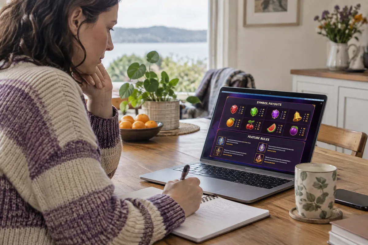 Adult researching tonybet casino games on a laptop in an Irish home