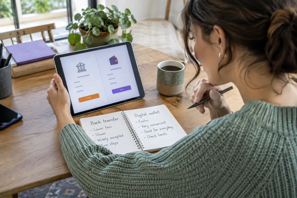 Adult comparing tonybet payment methods ireland bonus terms on a tablet with a checklist
