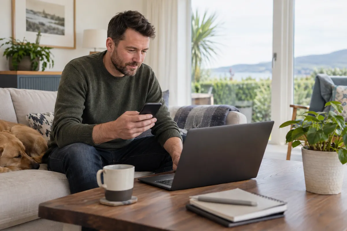 Adult researching book of dead tonybet in a bright Irish home setting