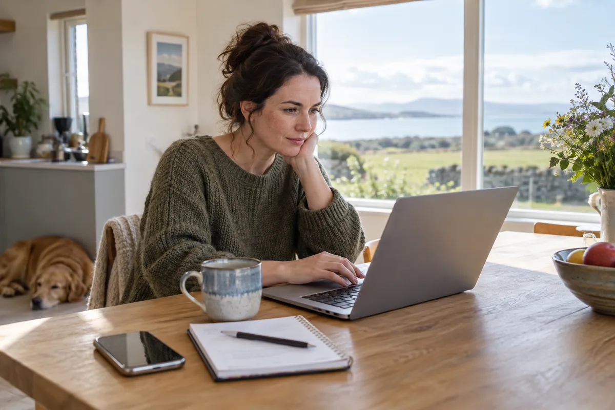 Adult researching fortune five tonybet in a bright Irish home setting