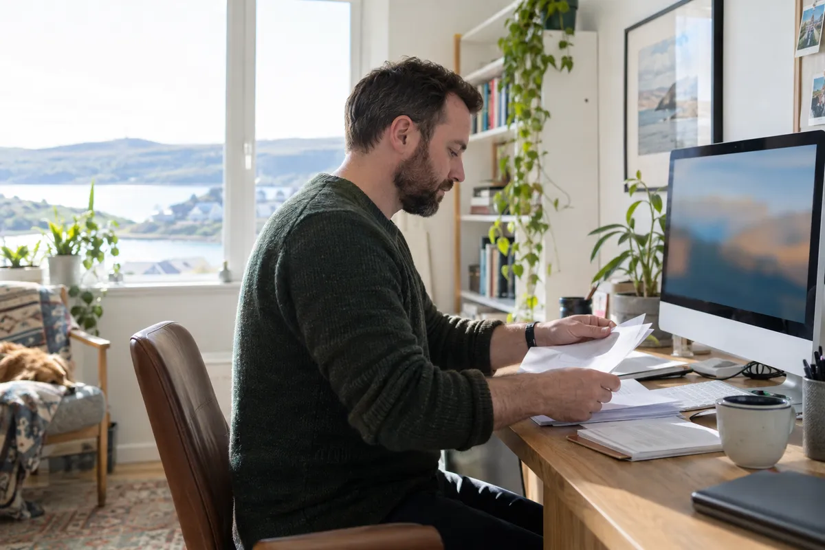 Adult researching tonybet slots ireland in a bright Irish home setting