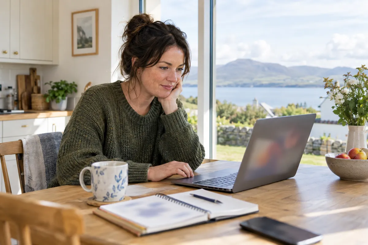 Adult researching starburst tonybet in a bright Irish home setting