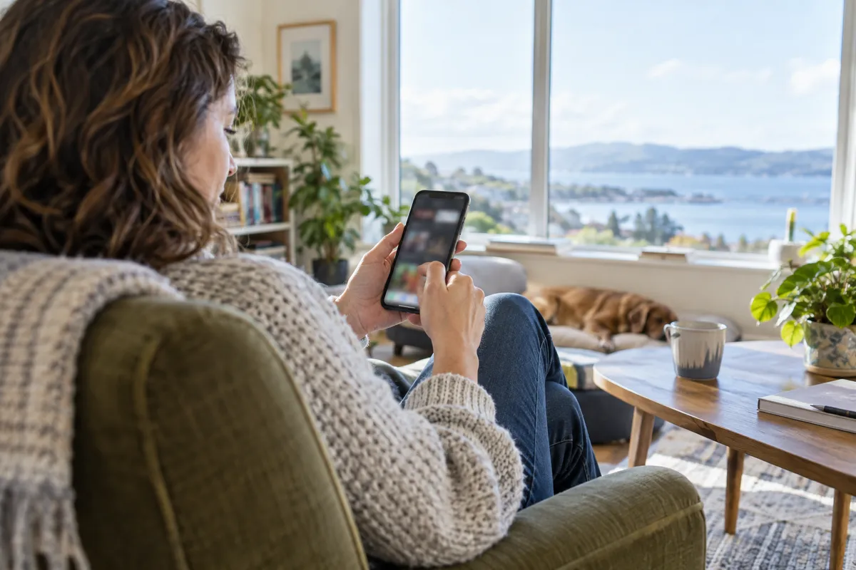 Adult researching best tonybet casino games in a bright Irish home setting