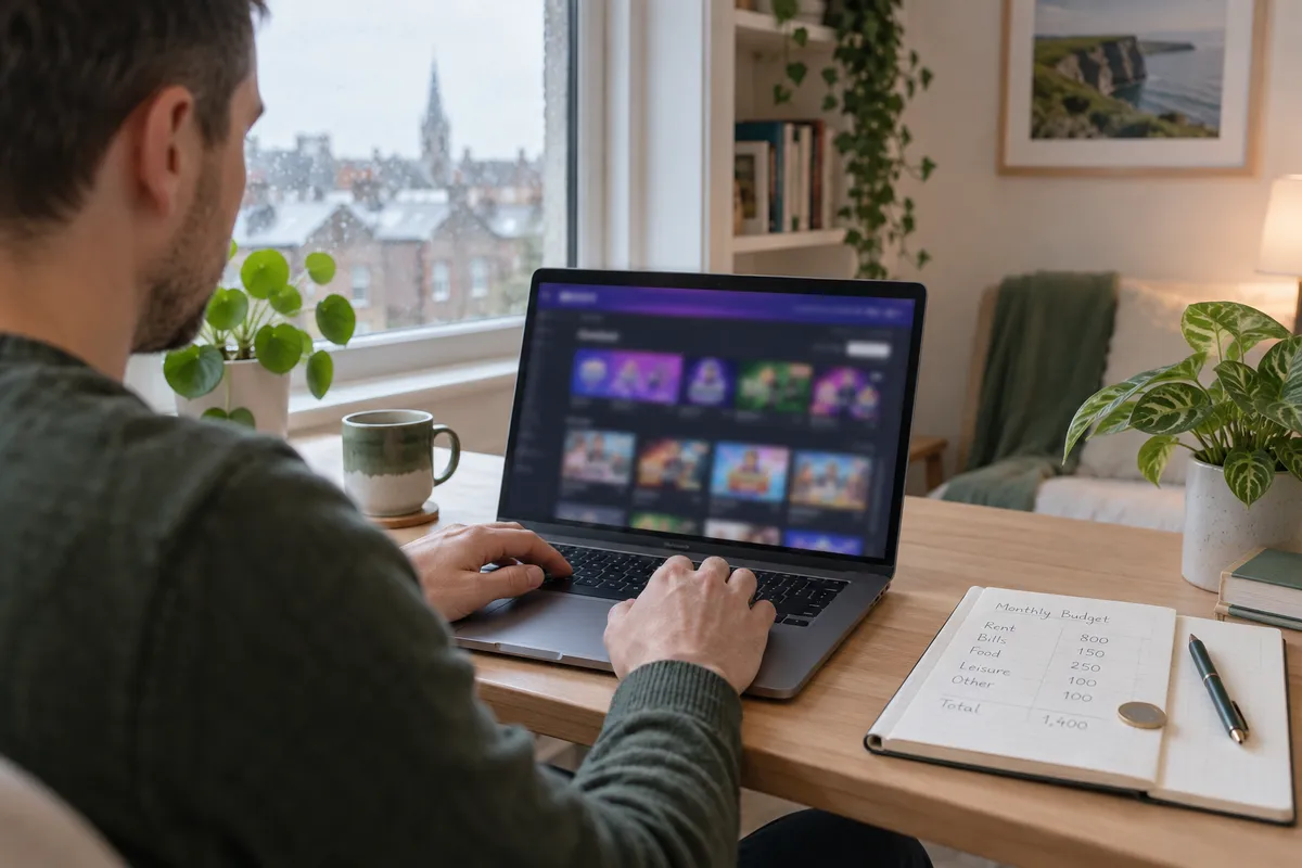 Adult researching tonybet ireland in a bright Irish home setting