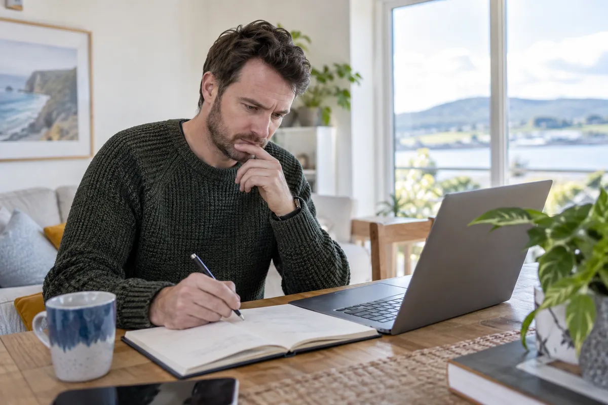 Adult researching tonybet promo code ireland in a bright Irish home setting