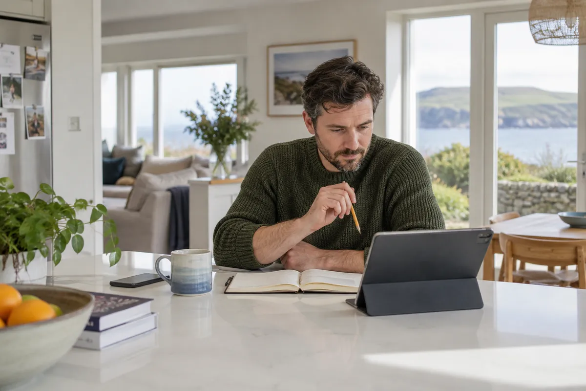 Adult researching tonybet high roller in a bright Irish home setting