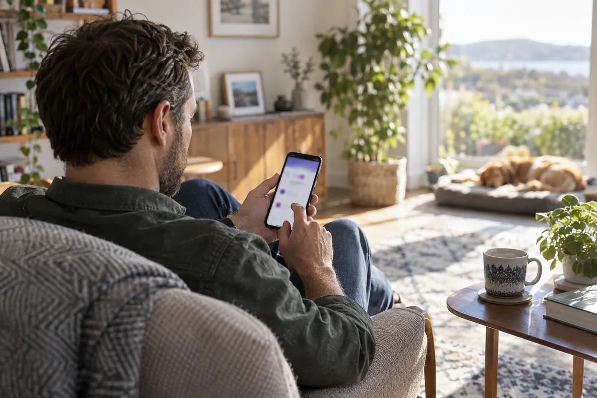 Adult researching tonybet vip levels in a bright Irish home setting